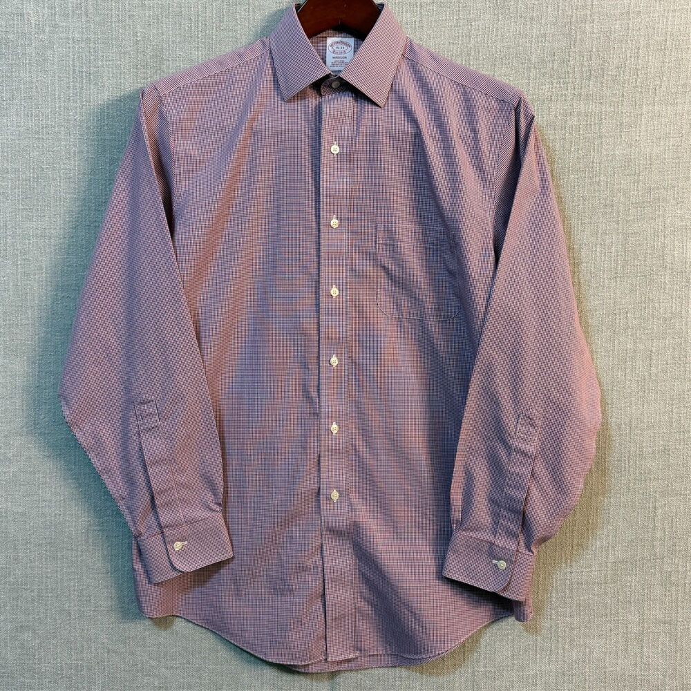 Brooks Brothers Madison Button Up Long Sleeve Supima Non Iron Mens 15-33 Checkrd - Picture 2 of 9